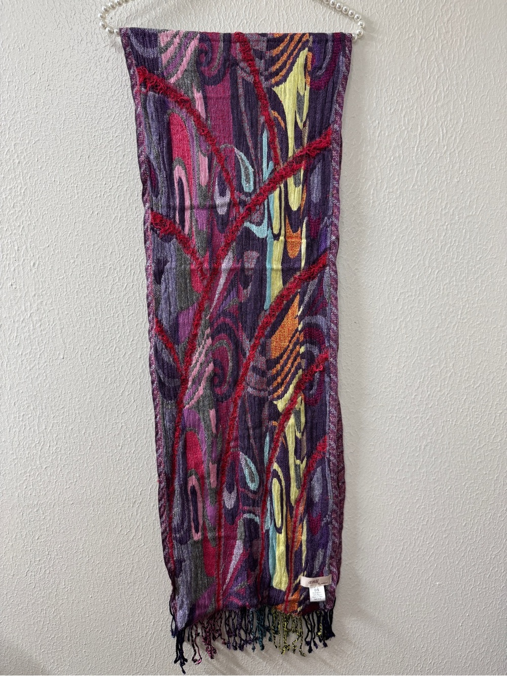 Colorful Abstract Pattern Fringe Scarf - Picture 5 of 9